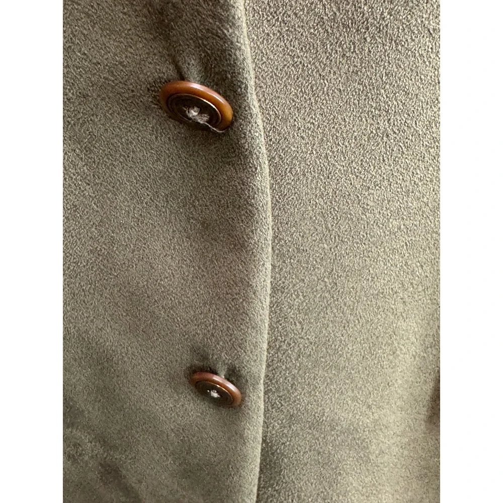 Chaps Ralph Lauren Mens 50L Olive Green Faux Suede Two Button Blazer Sport Coat